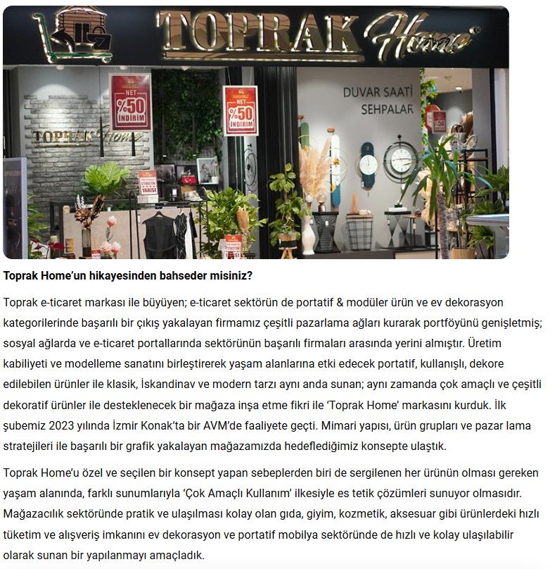 Toprak Home Şirket Hayatı